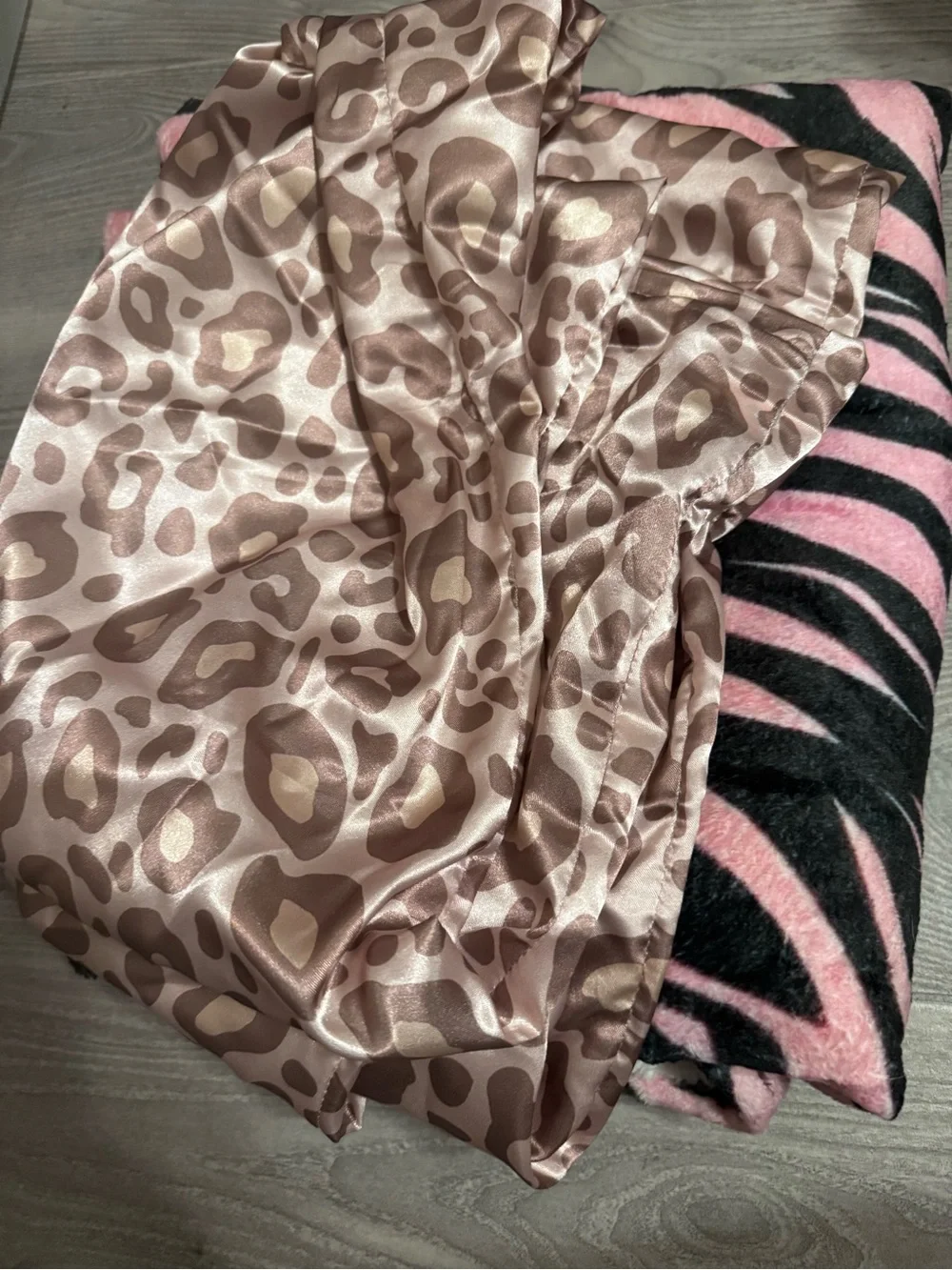 Pink and Black Zebra Print Throw and Satin Leopard Print Body Pillow Case Cover
